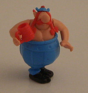 Uderzo (Asterix) - Kinder - Albert UDERZO - Astérix - Kinder 1990 - 07 - K91n7 - Obélix chope (sans yeux ni bandes pantalon)
