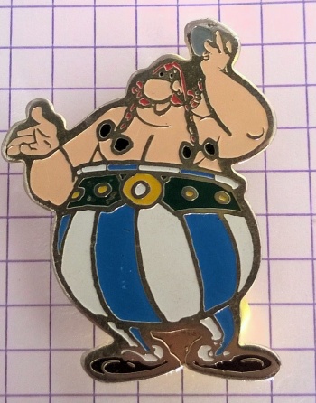 Uderzo (Asterix) - Werbung - Albert UDERZO - Astérix - Dargaud 1978 - broche Obélix levant son casque (attache épingle à nourrice)