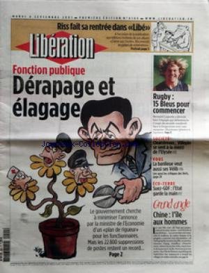 Riss - RISS - Riss fait sa rentrée dans Libé - Libération n° 8188 du 04/09/2007