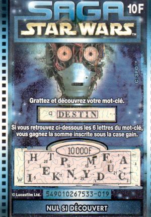 Star Wars - publicité - George LUCAS - Star Wars - La Française des Jeux - Saga Star Wars - ticket - C3-PO (destin)