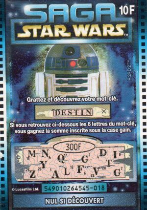 Star Wars - publicité - George LUCAS - Star Wars - La Française des Jeux - Saga Star Wars - ticket - R2-D2 (destin)