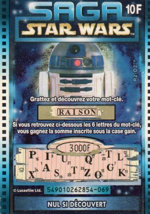 Star Wars - publicité - George LUCAS - Star Wars - La Française des Jeux - Saga Star Wars - ticket - R2-D2 (raison)
