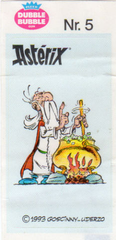 Uderzo (Asterix) - Werbung - Albert UDERZO - Astérix - Fleer - Dubble Bubble Gum - 1993 - Sticker - Nr. 5 - Panoramix chaudron