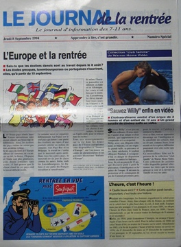 Hergé - Werbung - HERGÉ - Tintin - Saupiquet Capitaine Haddock - Le Journal de la rentrée - numéro spécial comprenant un encart publicitaire