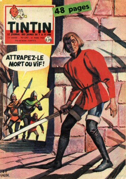TINTIN français 1ère série n° 597 -  - Tintin n° 597 - 31/03/1960 - Attrapez-le mort ou vif ! - couverture Funcken