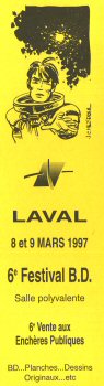 Mézières (Documents et Produits dérivés) - Jean-Claude MÉZIÈRES - Mézières - Festival BD Laval - 8-9 septembre 1997 - marque-page jaune citron