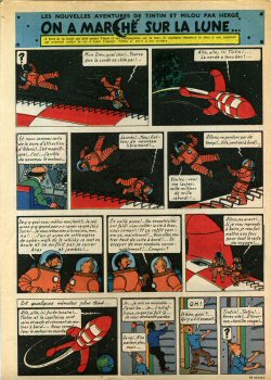 TINTIN français 1ère série n° 225 - HERGÉ - Tintin n° 225 - 1952 - numéro incomplet, planche de On a marché sur la Lune