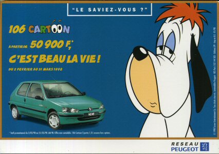 Tex Avery - Tex AVERY - Tex Avery - Peugeot 106 Cartoon - Droopy - carte postale promotionnelle