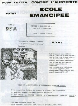L'École Émancipée - COLLECTIF - L'École Émancipée - numéro spécial 4 pages élections syndicales SNETAA (enseignement technique) (1983)