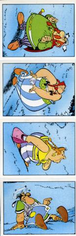 Uderzo (Asterix) - Werbung - Albert UDERZO - Astérix - Kodak/Panini - bande de 4 stickers - 1 - Abraracourcix, Obélix, Gauloise, Romain