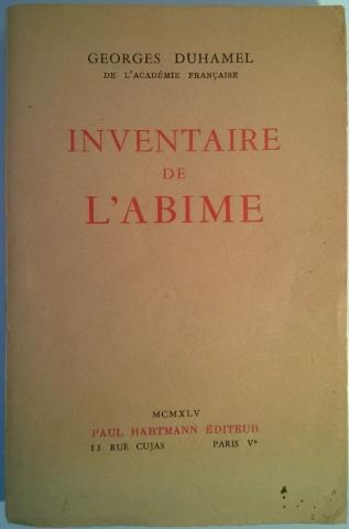 Hartmann - Georges DUHAMEL - Inventaire de l'abîme -1884-1901