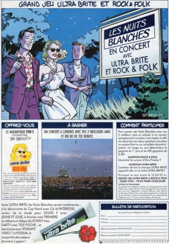 Ted Benoit - Ted BENOIT - Ted Benoit - Grand jeu Ultra-Brite et Rock & Folk - page publicitaire extraite d'un magazine