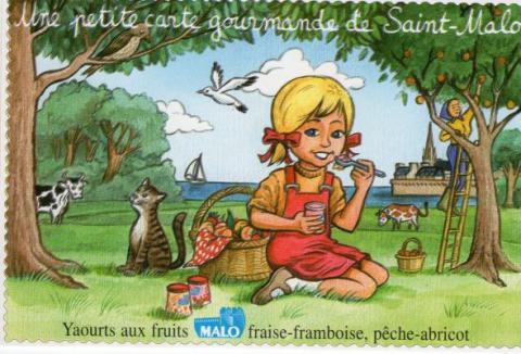 Goger - H. GOGER - Goger - Laiterie de Saint-Malo - Une petite carte gourmande - Claire cueille des fruits
