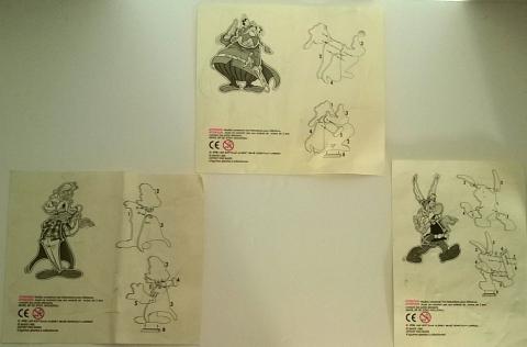 Uderzo (Asterix) - Werbung - Albert UDERZO - Astérix - Mars 1996 - Figurines articulées - lot de 3 descriptifs : Astérix, Abraracourcix, Assurancetourix