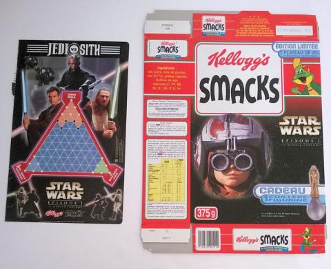 Star Wars - publicité - George LUCAS - Star Wars - Kellogg's/Smacks - Star Wars-Episode I-La Menace Fantôme - emballage 375 g - plateau de jeu Jedi vs Sith