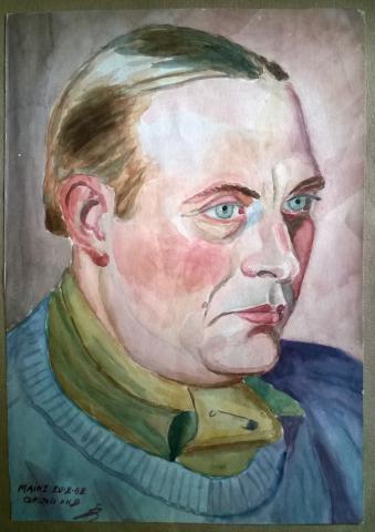 Geschichte - ANONYME - Oflag XIIB Mainz - 20/02/1942 - portrait de prisonnier réalisé au pastel - 34,5x24 cm