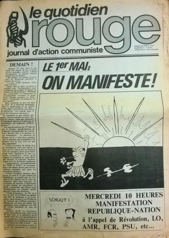 Rouge (Ligue Communiste/LCR) n° 7 -  - Rouge quotidien, journal d'action communiste n° 7- 30 avril 1974 - Le 1er mai : on manifeste !