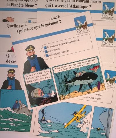 Hergé (Tintinophilie) - En voiture Tintin (Atlas) -  - Atlas - fiches Tintin - Océans et mers - 1/10/21/38/41/44/70 - 7 fiches (sur 70)