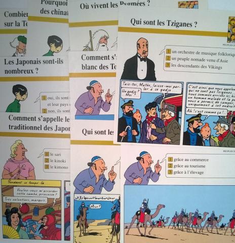 Hergé (Tintinophilie) - En voiture Tintin (Atlas) -  - Atlas - fiches Tintin - Peuples du monde - 2/23/26/27/32/47-49/79 - 9 fiches (sur 86)