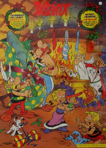 Uderzo (Asterix) - Werbung - Albert UDERZO - Astérix - calendrier de l'Avent chocolat au lait - 8102043-B - Les cadeaux de Noël devant la cheminée