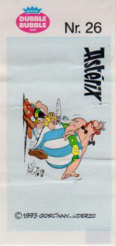 Uderzo (Asterix) - Werbung - Albert UDERZO - Astérix - Fleer - Dubble Bubble Gum - 1993 - Sticker - Nr. 26 - Astérix, Obélix et Idéfix marchant