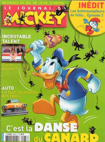 LE JOURNAL DE MICKEY n° 2938 -  - Le Journal de Mickey n° 2938 - 08/10/2008 - C'est la danse du canard/Incroyable talent : Ça va buzzer !/Auto : Le tour du monde des taxis/Inédit : Les Schtroumpfeurs de flûte, épisode 2