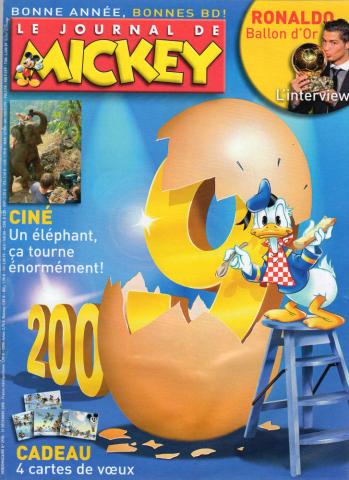 LE JOURNAL DE MICKEY n° 2950 -  - Le Journal de Mickey n° 2950 - 31/12/2008 - Bonne année, bonnes BD !/Ronaldo Ballon d'Or, l'interview/Ciné : un éléphant, ça tourne énormément/Cadeau : 4 cartes de vœux