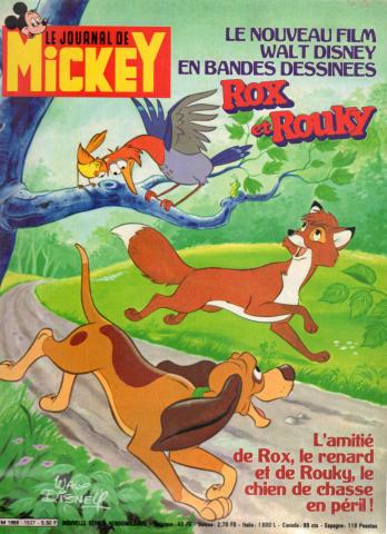 LE JOURNAL DE MICKEY n° 1537 -  - Le Journal de Mickey n° 1537 - 13/12/1981 - Rox et Rouky le nouveau film Walt Disney en bandes dessinées - L'amitié de Rox, le renard et de Rouky, le chien de chasse en péril !