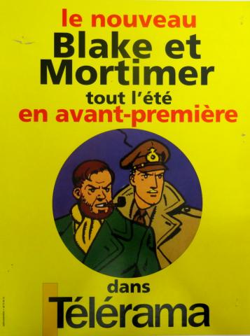 BLAKE ET MORTIMER - Edgar P. JACOBS - Blake et Mortimer - Télérama - Le Nouveau Blake et Mortimer tout l'été en avant-première dans Télérama - Affichette de presse - Bristol 40 x 30 cm