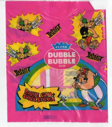 Uderzo (Asterix) - Werbung - Albert UDERZO - Astérix - Fleer - Dubble Bubble Gum - Sticker - sachet d'emballage vide - rose