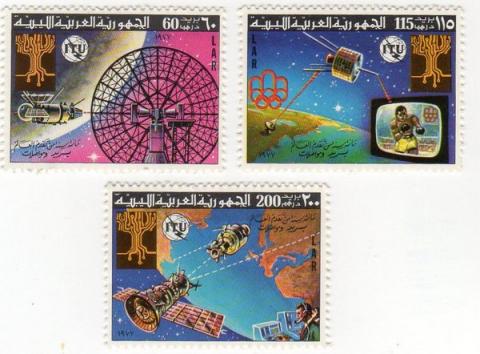 Philatelie -  - Philatélie - Libye - 1977 - World Telecommunications Day - 60 Dh/115 Dh/200 Dh - série complète