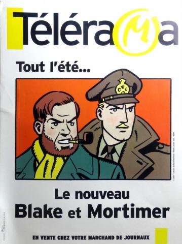 BLAKE ET MORTIMER - Edgar P. JACOBS - Blake et Mortimer - Télérama - Tout l'été... Le Nouveau Blake et Mortimer dans Télérama - affichette de presse carton léger - 40 x 30 cm