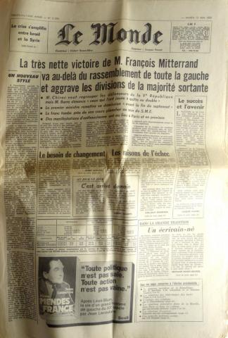 Le Monde n° 11284 -  - Le Monde n° 11284 - 12/05/1981 - La très nette victoire de M. François Mitterrand va au-delà du rassemblement de toute la gauche et aggrave les divisions de la majorité sortante