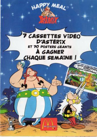Uderzo (Asterix) - Werbung - Albert UDERZO - Astérix - McDonald's Happy Meal - 1994 - 7 cassettes vidéo d'Astérix et 70 posters géants à gagner chaque semaine - prospectus 4 pages