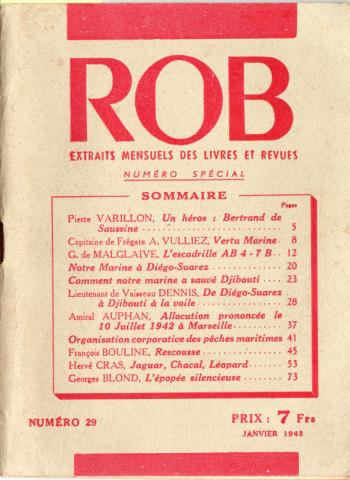 Geschichte -  - ROB n° 29 Extraits mensuels des livres et revues- janvier 1943