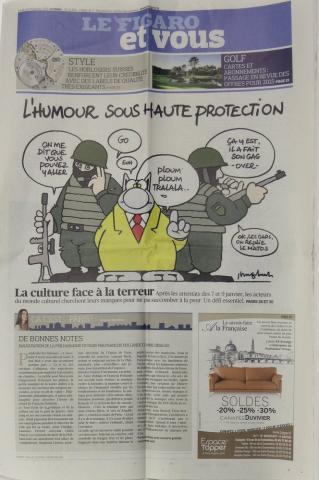 LE CHAT - Philippe GELUCK - Geluck - L'Humour sous haute protection - Le Figaro et vous n° 21909 - 16/01/2015