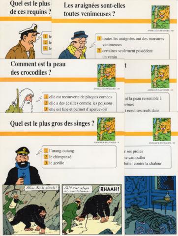 Hergé (Tintinophilie) - En voiture Tintin (Atlas) -  - Atlas - fiches Tintin - Animaux sauvages - 4/12/39/44/60/61 - 6 fiches (sur 130)