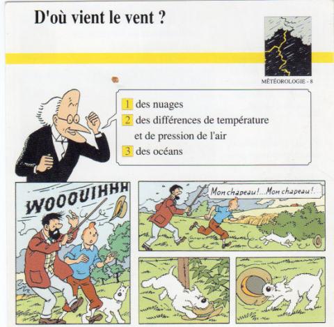 Hergé - Werbung - HERGÉ - Hergé - BN - fiches Tintin - Météorologie - 8 - D'où vient le vent ? - 10,5 x 10,5 cm