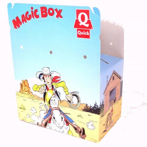 Morris (Lucky Luke) - Werbung -  - Lucky Luke - Quick Magic Box - 1996 - boîte en carton - décor Dalton, Ran Tan Plan, Lucky Luke, Ma Dalton