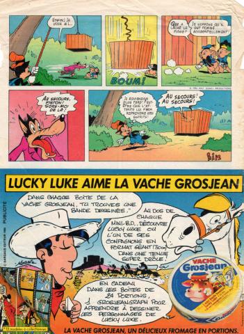 Morris (Lucky Luke) - Werbung - MORRIS - Lucky Luke - Grosjean - Lucky Luke aime la vache Grosjean - publicité extraite du Journal de Mickey