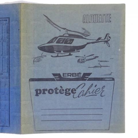 Lehrmaterial -  - Protège-cahier Erbé - Hélicoptère Alouette - bleu - Mesures pour les liquides, mesures de capacité en bois, tables d'addition, de multiplication, de soustraction, de division