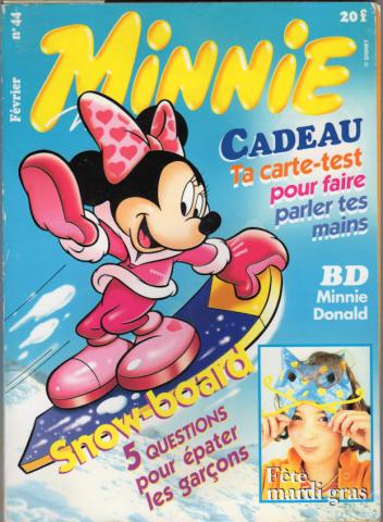 Minnie mag n° 44 -  - Minnie mag n° 44 - février 1999 - Snow-board/5 questions pour épater les garçons/Fête mardi gras/BD : Minnie, Donald