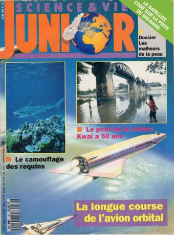 Science & Vie Junior n° 38 -  - Science & Vie Junior n° 38 - juin 1992 - Dossier : les malheurs de la peau/La longue course de l'avion orbital/Le camouflage des requins/Le pont de la rivière Kwaï a 50 ans/Le satellite Cobe sur la piste du big-bang