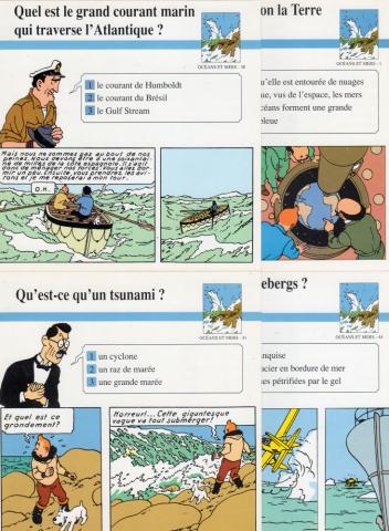 Hergé (Tintinophilie) - En voiture Tintin (Atlas) -  - Atlas - fiches Tintin - Océans et mers - 1/38/41/44 - 4 fiches (sur 70)