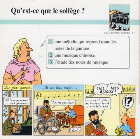 Hergé (Tintinophilie) - En voiture Tintin (Atlas) -  - Atlas - fiches Tintin - Arts, sports, loisirs - 14 - Qu'est-ce que le solfège ?