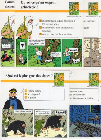 Hergé (Tintinophilie) - En voiture Tintin (Atlas) -  - Atlas - fiches Tintin - Animaux sauvages - 4/12/39/44/60 - 5 fiches (sur 130)