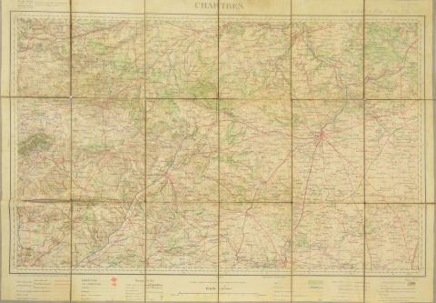 Geographie, Reisen - Frankreich -  - Carte de France 1/200000 entoilée - Feuille N° 24 - Chartres - 66 x 50 cm