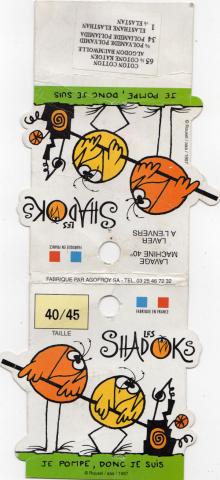 Les SHADOKS - Jacques ROUXEL - Shadoks - 1997 - Chaussettes - Je pompe, donc je suis - étiquette en carton