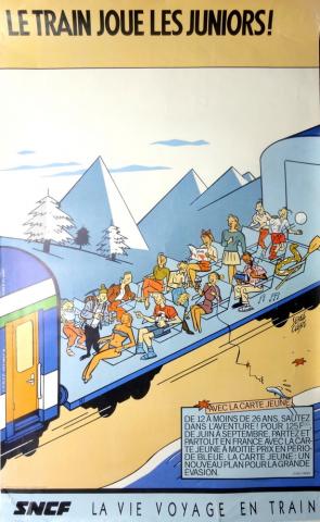 Clerc - Serge CLERC - Serge Clerc - SNCF - Le train joue les juniors - affiche promotionnelle - 60 x 100 cm