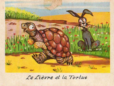 Images à collectionner - Jean de LA FONTAINE - Phosphatine Falières - Le Lièvre et la tortue - chromo (image publicitaire)